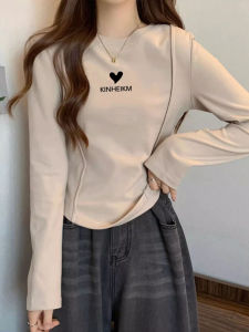 Double-Sided Velvet Long Sleeve T-Shirt Womens Small Size Short Style Early Autumn Winter New Warm Base Shirt Top