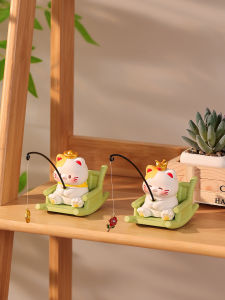 KAQIAO | Cute Cat Fishing Figurine Decorative