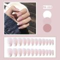24pcs INS Simple French style Round Head Fake Nails. 