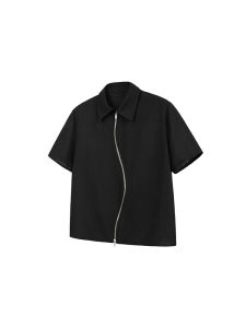 New Decay Textured Black Short Sleeve Casual Shirt Mens Standard Fit Polyester Fiber Summer Wear CleanFit Style Open Cardigan