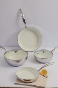 Chảo Inox 18/10 Nguyên Khối Phủ Chống Dính Ceramic Kaiyo Dùng Được Trên Mọi Bếp