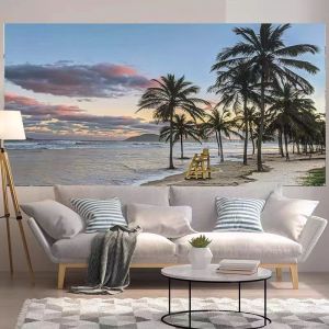 VIKAMA Bên Bờ Biển Hoàng Hôn Phong Cảnh Đại Dương Tấm Thảm Nghệ Thuật Treo Tường Ven Biển Trang Trí Phòng Ngủ Phòng Khách Có Thể Giặt Bằng Máy Polyester Treo Phông Nền