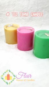 Flair #712 Colored Tomb Candle Smokeless Dripless and Decorative Candle 1pc (10hrs burning time) 7.6cm tall