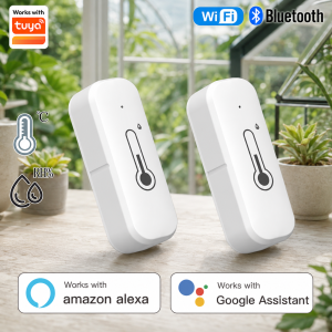 Tuya Temperature and Humidity Sensor: Monitors Temperature Changes and Supports Voice Control Ideal for Smart Homes