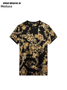 MEIDUSA | Silk Cotton High-End Rhinestoned Printed T-Shirt for Men
