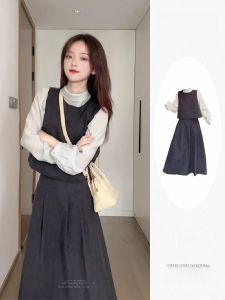 Bộ Ba Mảnh Váy Phong Cách Hàn Quốc Thanh Lịch Cho Nữ Cỡ Nhỏ Mùa Thu Đầu Tiên Bộ Quần Áo Hai Mảnh Thời Trang