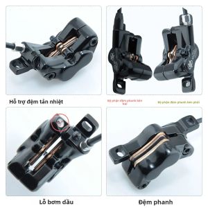 Bộ Phanh Đĩa Thủy Lực NFOX B015-4 Cho Xe Ba Bánh - Phanh Đĩa 4 Piston Tay Phanh Tự Hãm Hỗ Trợ Ba Hướng Với Hai Ống Dẫn Dầu