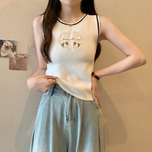 New Chinese Style Knitted Strap Vest Womens Summer Sweet And Spicy Outerwear Slim Fit Base Layer Sleeveless Top
