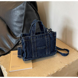 Korean Style Large Capacity Commuter Handbag Womens New Denim Tote Bag Shoulder Crossbody Bag Casual Fashion Handbags