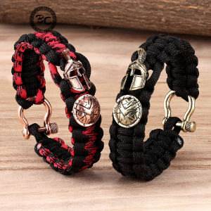 Bắc Âu Ngoài Trời Chiến Binh Sparta Mũ Bảo Hiểm Dây Vòng Tay Nam Cổ Người Viking Phụ Kiện Sinh Tồn Paracord Kiểu Lắc Tay Homme Handmade