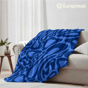 Blue Organic Blob Soft Warm Flannel Blanket Lightweight Cozy Christmas Halloween Home Decor Room