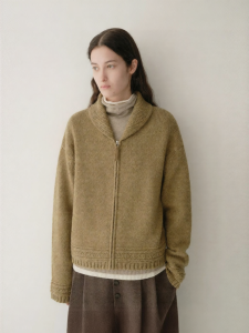 INSIS FEMME | Vintage Style Pure Wool Winter Knitted Cardigan Beiguan Neck