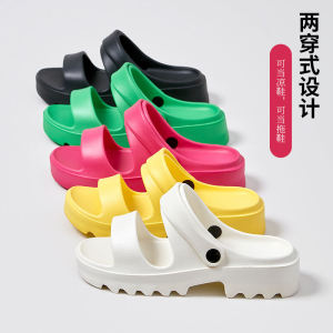 Casual Two-Way Wear Thick Bottom INS Sandals Womens Outdoor Wearable Increased Treadwear Womens Shoes Spring Season mid Heel EVA Outsole