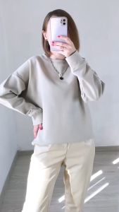 Sweater Pullover Crewneck korean Style I Don't Care Lightweight Cotton Fleece