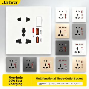 86 Type Wall Switch Socket Multi-Function Five Hole USB with Type-C High Power Mobile Phone Fast Charge Power Socket