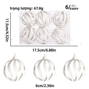 6 Quả Cầu Giáng Sinh Trang Trí Bằng Bột Nhũ Vàng Rỗng Treo Trang Trí Cây Thông Noel Tiệc Tùng Tại Nhà Quà Tặng Năm Mới