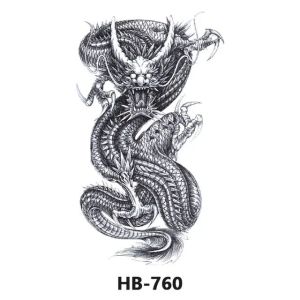 Zami Ink Tatto Tattoo Temporer Temporary Tato Tahan Air Motif Naga Hitam Berdiri Tegak Seri HB 760