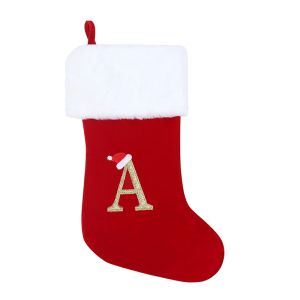 New Creative Alphabet Christmas Stocking Gift Bag Christmas Tree Decoration Hanging Ornament For Home Holiday Party Decoration