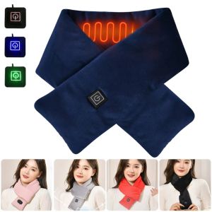 USB Women Men Heating Scarf Temperature Scarf 3 Gears Wrap Fleece Washable Electric Neck Warmer Not Inclound Battery for Camping