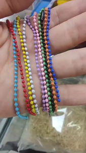 50PCS Ball Beads Chain Metal Hanging Chains Colored Ball Bead Keychain Necklace Bulk with Connectors