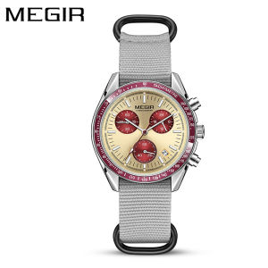 Megir | MEGIR 2247 Fashion Quartz Watches for Man Calendar Chronograph Clock Canvas Strap Luminous Casual Sports Men Watch reloj hombre