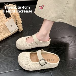 DINGMUYI | Thick Sole Retro Spring and Summer Womens Half Sandals With Closed Toe