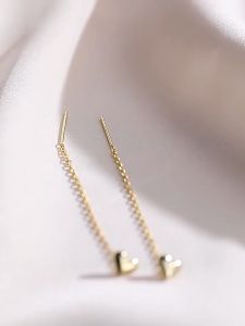 LL Fashionable 18K golden stainless steel love heart TASSEL earring chain ES6056