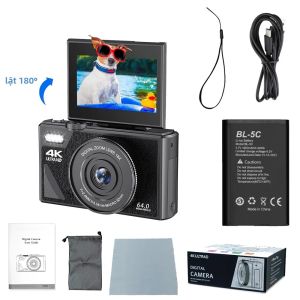 Máy Ảnh Kỹ Thuật Số Ourlife AC600 4K 64MP UHD Zoom Kỹ Thuật Số 18X 180 ° Máy Quay Vlog Cổ Điển Màn Hình Lật Có WiFi Dành Cho YouTube