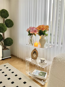 Floor Acrylic Side Table Removable Trolley Storage Rack Ins Style Living Room Sofa Corner Table Bedside Table