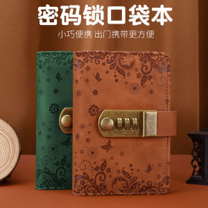 Password-Protected Noteboy with Lock A7 Small Size Diary Portable Portable Accounting Notebook Pocket Notepad Retro Cute