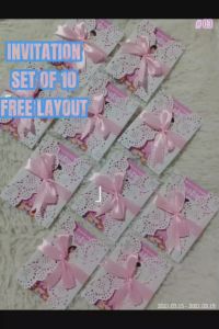 CUSTOMIZED INVITATION SET OF 10PCS 4R SIZE WITH COVER AND RIBBON FOR CHRISTENING.BIRTHDAYS WEDDINGSDEBUTCORPORATEBAPTISMAL