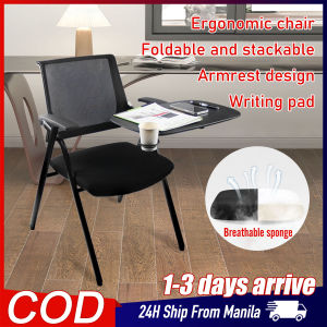 Office Chair and Table Set 2 in 1 Foldable Training Chair Ergonomic Integrated Chair Table Minimalist Chair Conference Chair with Cup Holder Simple Modern Learning Armchair Meeting Room Folding Chair with Writing Board