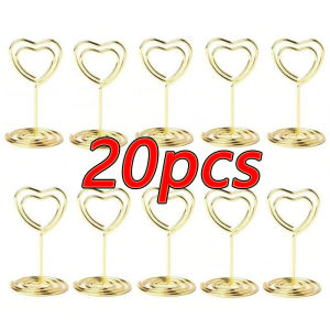 10-50pcs Mini Place Card Holder Wedding Table Number Holders Table Card Holders Party Heart Shaped Table Sign Photo Holder