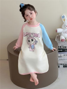Girls Cotton Sleepwear Spring Autumn Long Sleeve Thin Class a Overall Home Clothes Sleep Bag Childrens Clothing Home Skirt