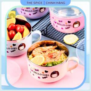 Ca Ăn Mì 2 Lớp Ruột Inox có nắp trong suốt kèm thìa nhựa