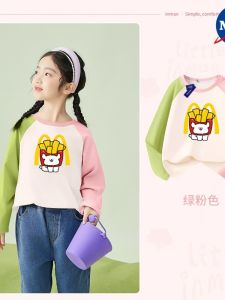 NASA McDonalds Collaborative Long Sleeve T-Shirt Pure Cotton Cartoon Poodle Couple Style Childrens Casual Wear
