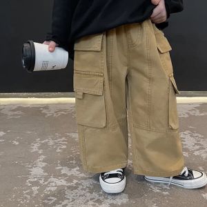 Spring Cargo Panst For Childrens Boys Handsome Trousers 3-10Y Kids Wide-leg Fashion Pants Toddler Autumn Loose Clothing