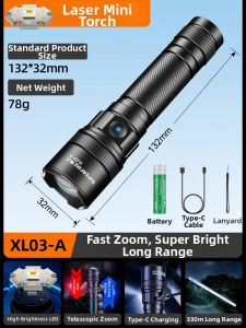 SUPERFIRE | Ultra-Bright Rechargeable Long-Lasting Zoom Flashlight