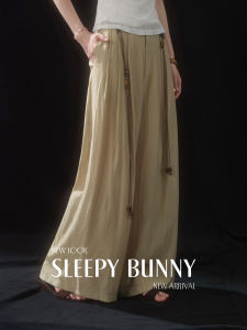 Bohemian Style Mid Waist Wide Leg Loose Casual Pants