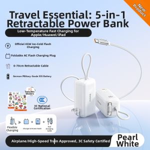 Ambrosi | 3C Certified Airplane Friendly 3 in 1 Charger Portable AC Adapter 45W Fast Charging