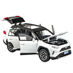 【RUM】1:32 Scale Toyota RAV4 Alloy Car Model Light & Sound Effect Diecast Car Toys for Boys Birthday Gift Kids Toys Car Collection
