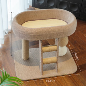 Durable Cat Scratching Post And Bed Integrated Design Wear Resistant Climbing Platform for Large Cats Double Layer round Structure