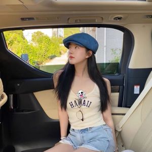 Trendy Letter Crop Top Womens Inner Wear Vest Sweet Cool Spring Summer Fashion Versatile Sleeveless Shirt by Chunbai