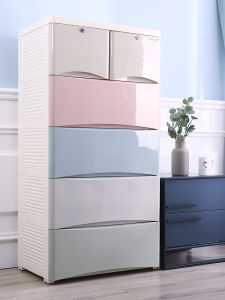 Thickened Plastic Drawer Style Storage Cabinet Multi-Layer Home Use for Clothes And Snacks Organizer Cabinet Pure Color Chinese Style