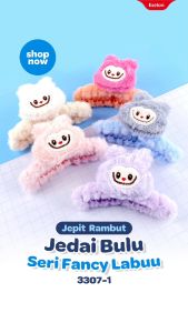 Jepitan Rambut BULU WARNA/ Jedai Rambut Bulu Boneka