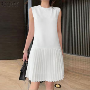 ZANZEA Korean Style Womens Fashion Sleeveless O-Neck Sundress Party Club Plain Dresses #10