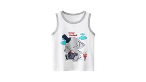 2023 Summer Kids Cartoon Vests for Boys Pure Cotton Elephant Dinosaurs Tank Tops Baby Breathable Comfortable Clothes