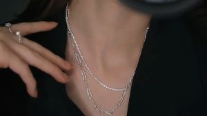 Korean Version Of 925 Silver Necklace Female Retro Temperament Clavicle Chain Double Layer Clavicle Chain Fashion Accessories