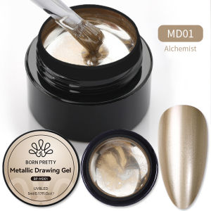 BORN PRETTY 5ML Gold Metallic Gel Polish Sliver Mirror Effect French Design Line Flower Drawing Gel UV Soak Off Varnish Manicure