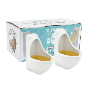 2pcs/set Novelties Party Ceramic Wine Glasses Urinal Shape Toilet Prank Wine Cup Family Friend and Coworker White Elephant Xmas